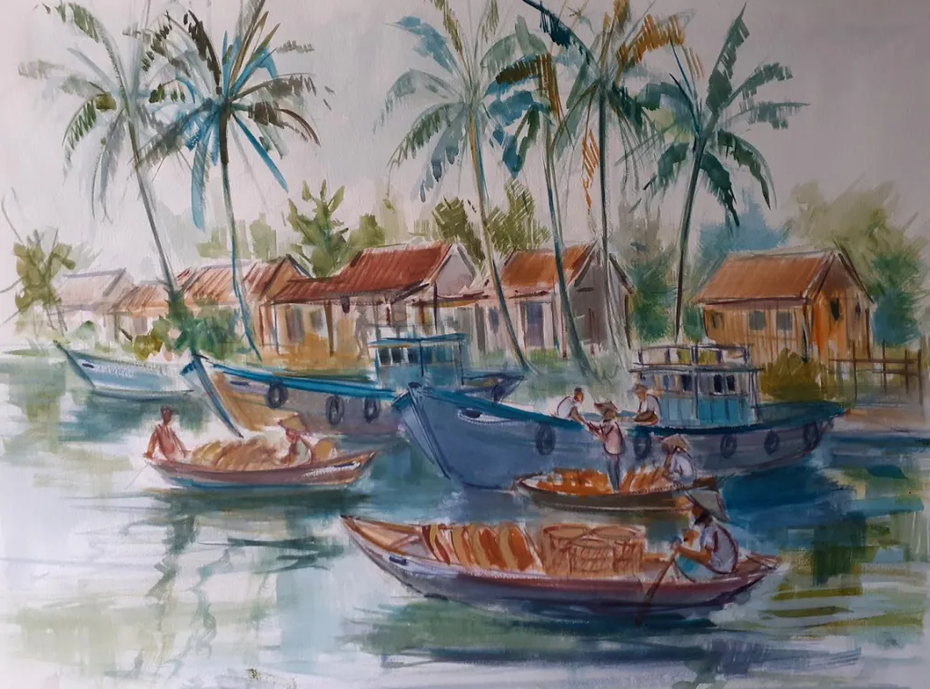Hoi-An-aquarelle – 60×80 cm