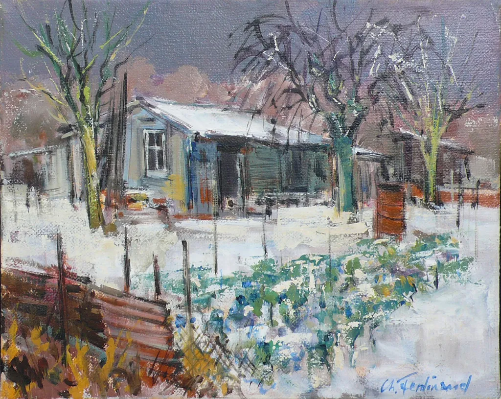 Jardins sous la neige- 22x27cm