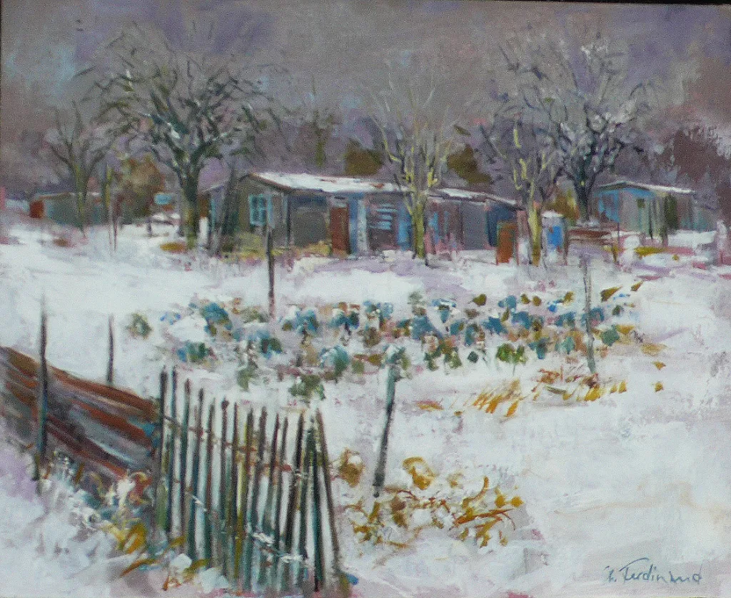 Jardins sous la neige – 73×60 c m