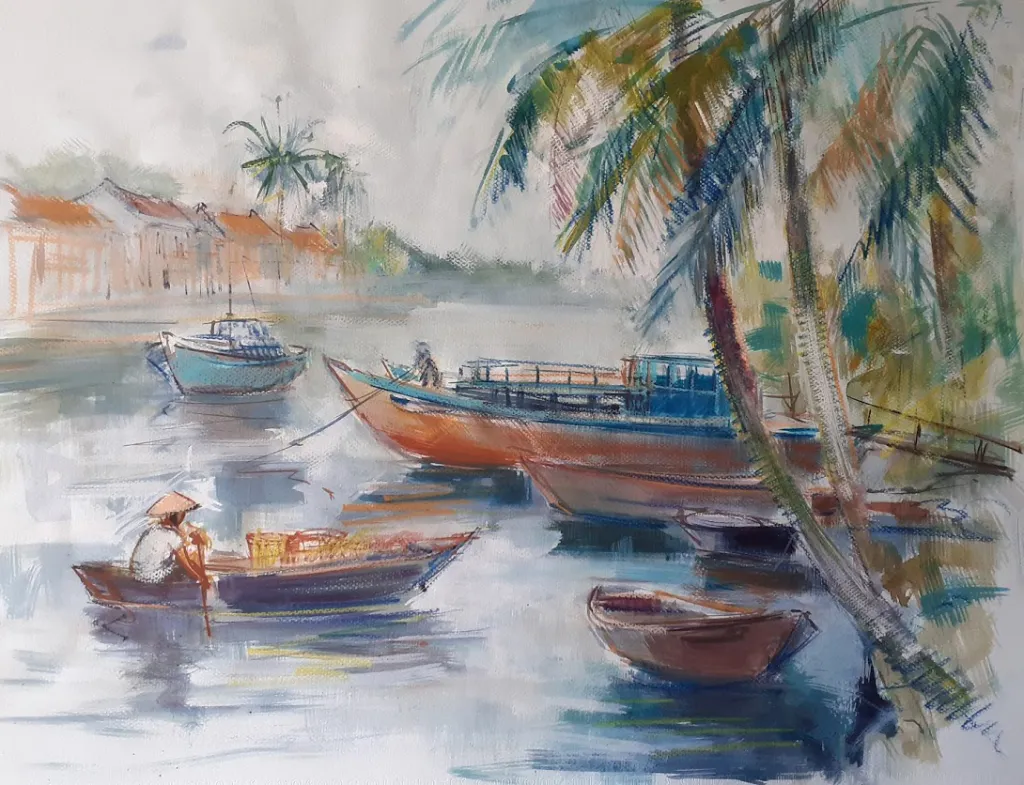 La rivière de Hoi an – 65×50 cm