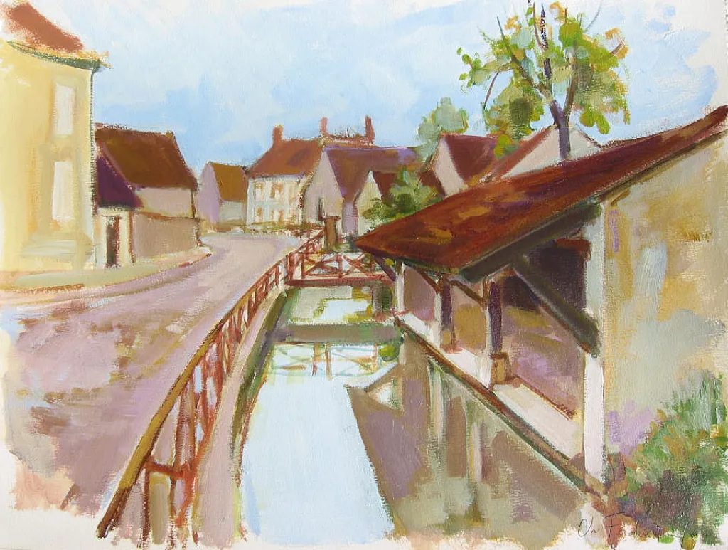 Lavoir au reflet – 30×40 cm