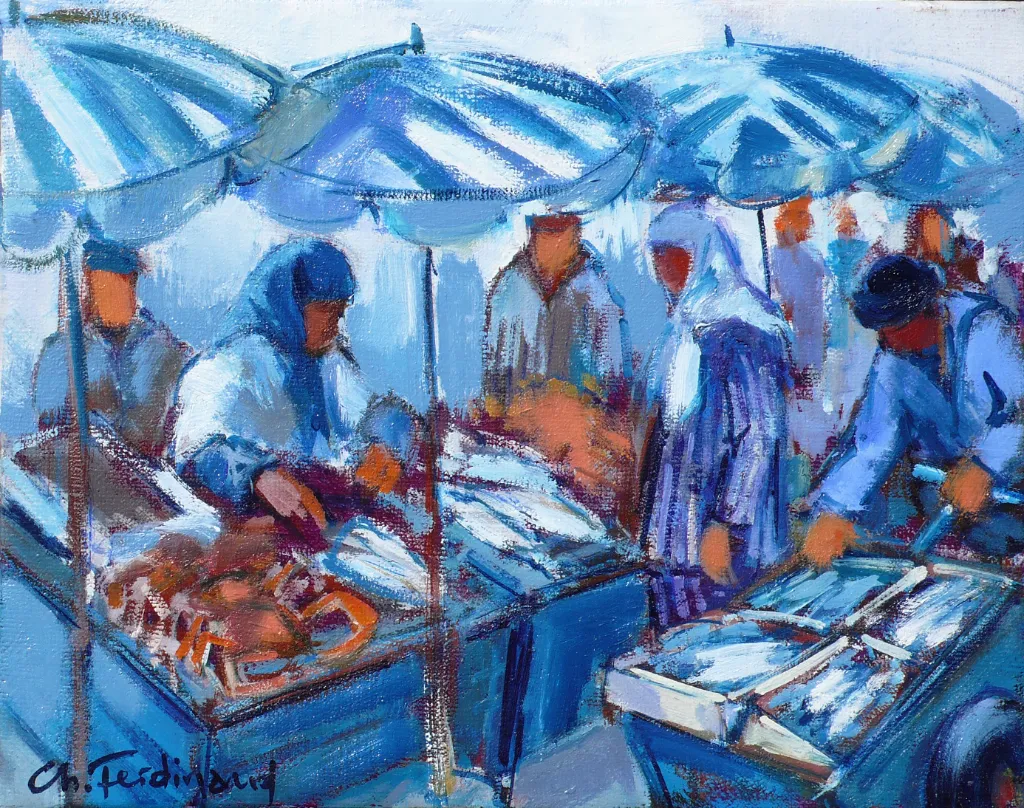 Marché aux poissons à Essaouira – 24×19 cm