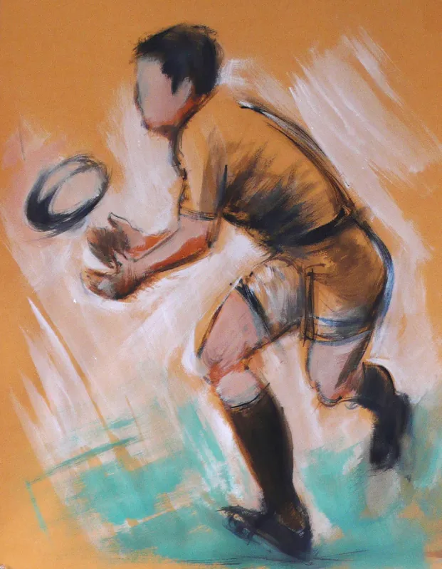 Réception en pleine course – 50×65 cm