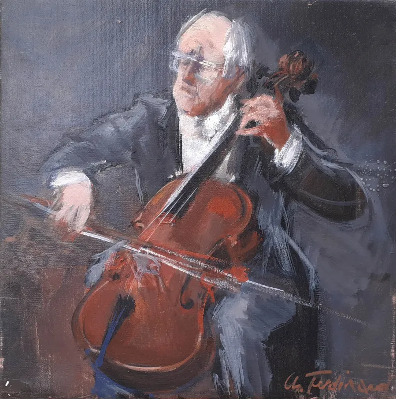 Rostropovitch – huile -30×30 cm