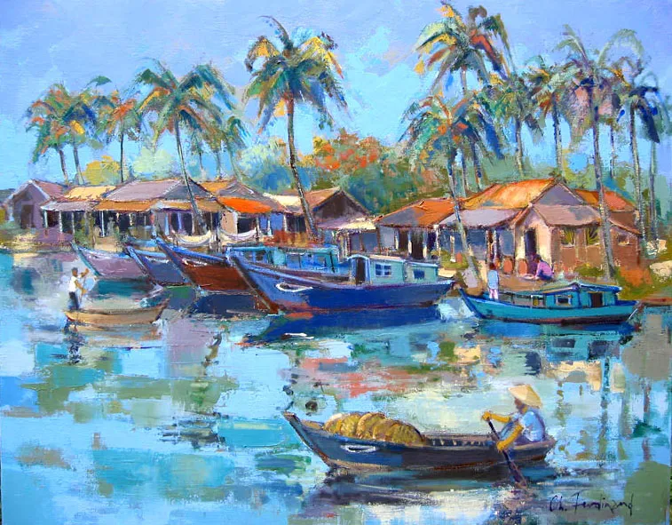 Vietnam la rivière de Hoi-an – 92×73 cm