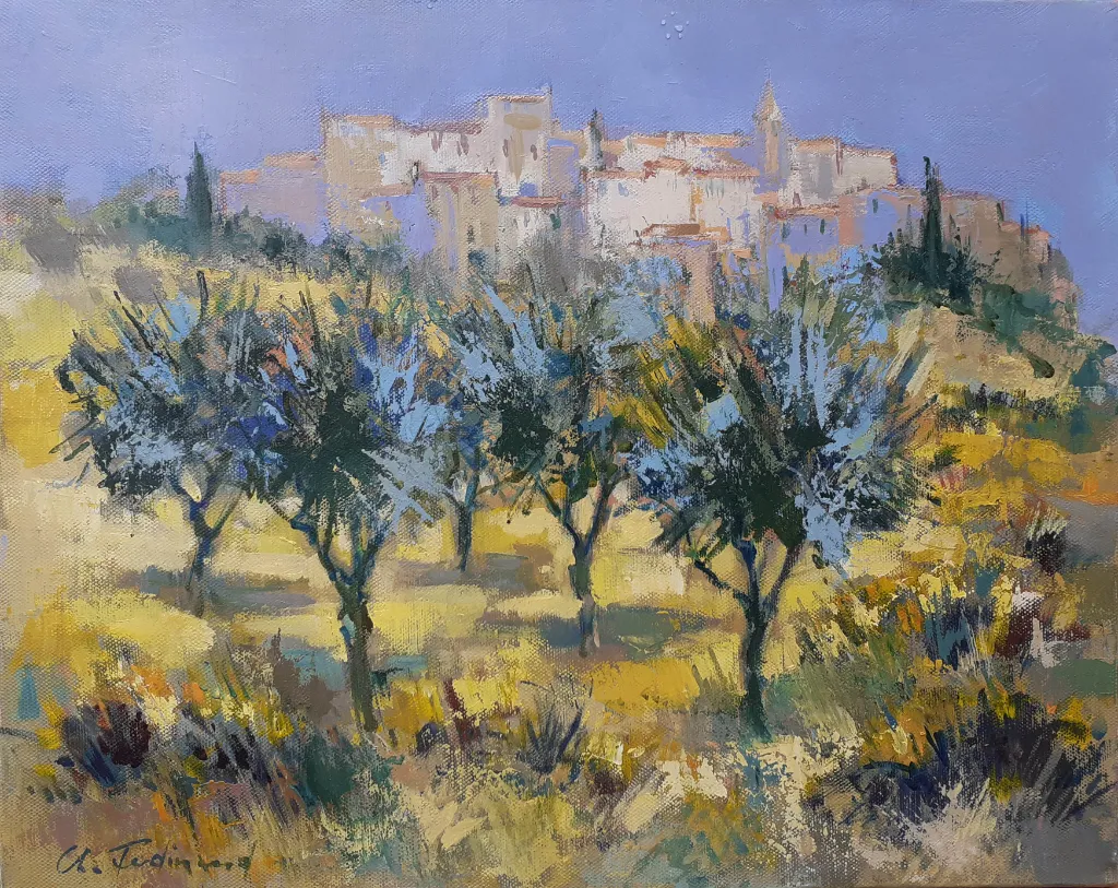 Village aux oliviers – 41×33 cm