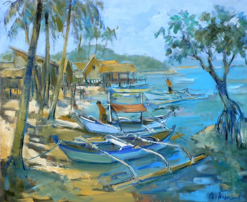 Village de pêcheurs philippins île de Palawan – 81×65 cm